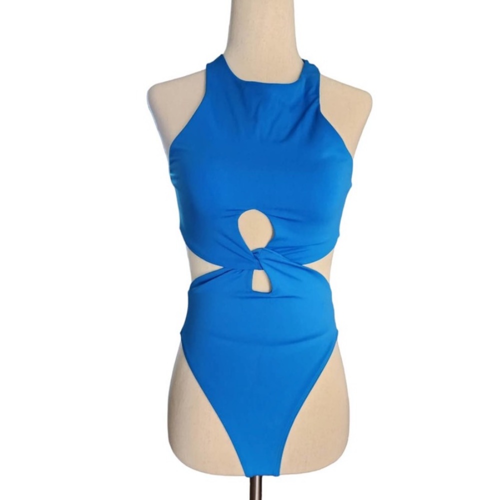 ZARA cutout bodysuit royal navy blue